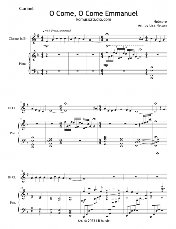 O Come O Come Emmanuel - Clarinet
